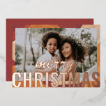 Merry Christmas Photo Modern Abstract Watercolor Foil Holiday Card<br><div class="desc">Merry Christmas Photo Modern Abstract Watercolor Rose Gold Foil Christmas Cards features your favourite photo on a modern abstract watercolor background with a "Merry Christmas" rose gold foil calligraphy script overlay. Personalize by editing the text on the reverse. Designed by ©Evco Studio www.zazzle.com/store/evcostudio</div>
