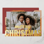 Merry Christmas Photo Modern Abstract Watercolor Foil Holiday Card<br><div class="desc">Merry Christmas Photo Modern Abstract Watercolor Gold Foil Christmas Cards features your favourite photo on a modern abstract watercolor background with a "Merry Christmas" gold foil calligraphy script overlay. Personalize by editing the text on the reverse. Designed by ©Evco Studio www.zazzle.com/store/evcostudio</div>