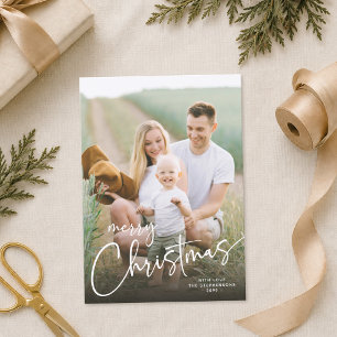 Merry Christmas Photo Modern Script Holiday Card