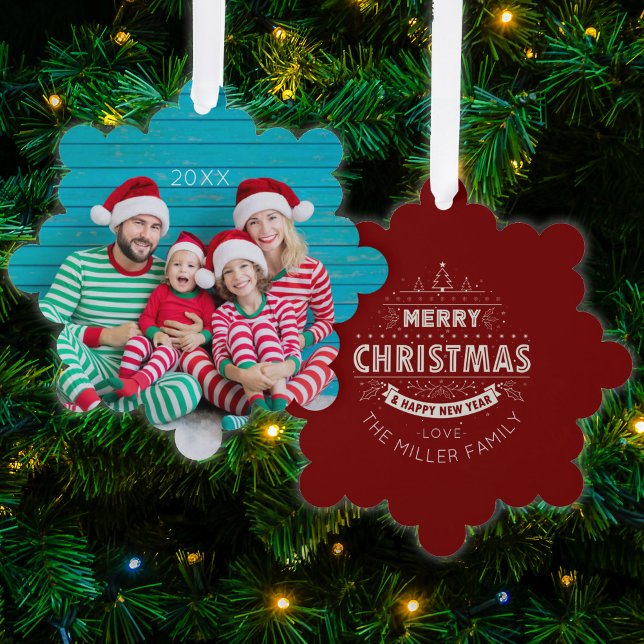 Merry Christmas Photo Ornament Card (Merry Christmas and Happy New Year Custom Photo Paper Christmas Tree Ornament)