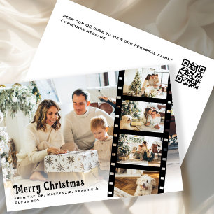 Merry Christmas Photo Personalized Film Strip QR Holiday Card