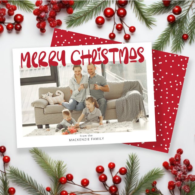 Merry Christmas Photo Personalized Holiday Card (Merry Christmas Photo Personalized Holiday Card by Ricaso. Fun bold and colorful holiday cards)