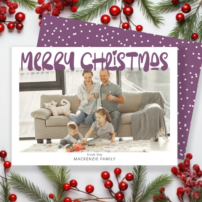 Merry Christmas Photo Personalized Holiday Card (Merry Christmas Photo Personalized Holiday Card by Ricaso. Fun bold and colorful holiday cards)