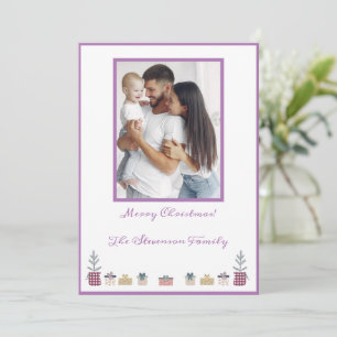 Merry Christmas Photo Personalized Purple Modern Holiday Card