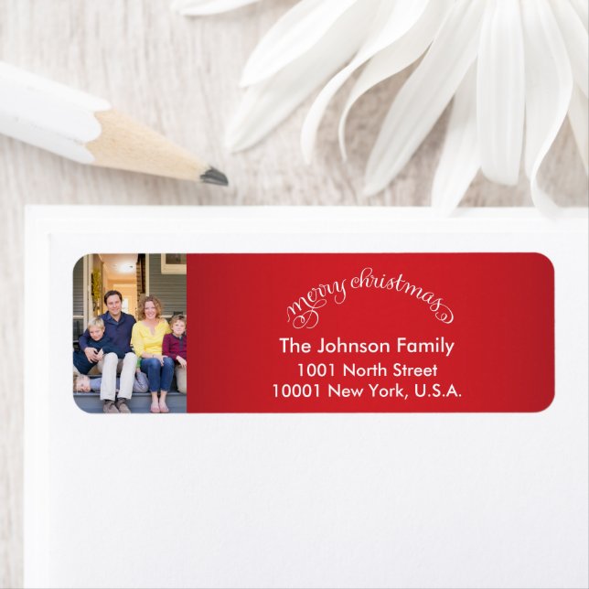 Merry Christmas Photo Return Address Labels (Insitu)