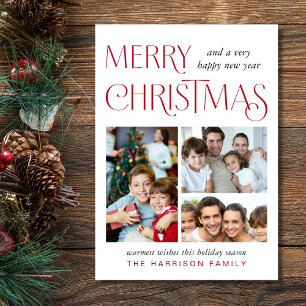 Merry Christmas Photo Vintage Typography Holiday Card