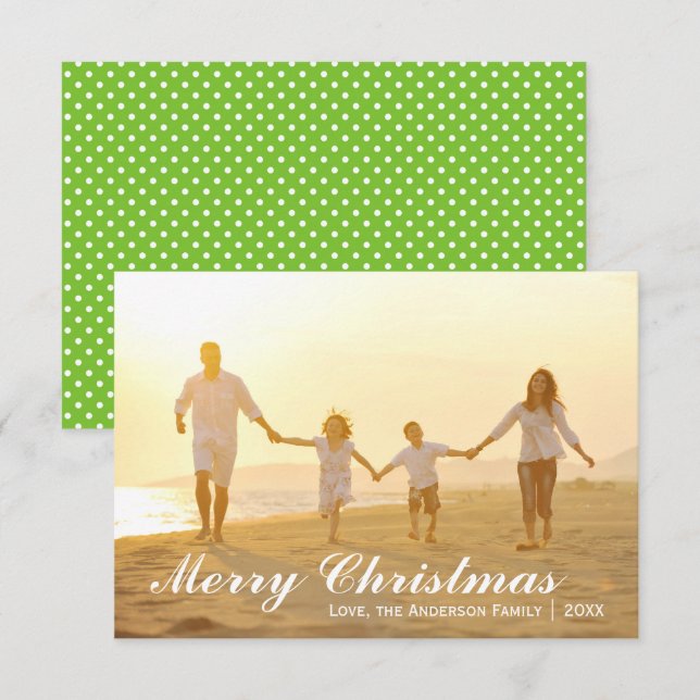 Merry Christmas Photo w/Green Dots - 3x5 Card (Front/Back)