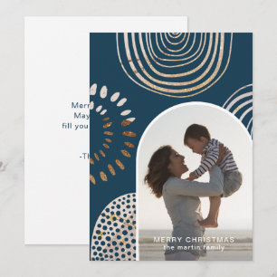 Merry Christmas Photo with Message Blue Holiday Card