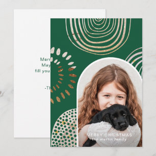 Merry Christmas Photo with Message Green Holiday Card