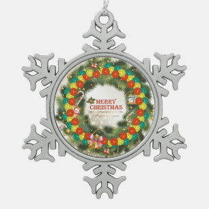 Merry Christmas Pickleball 1-1A Snowflake Ornament