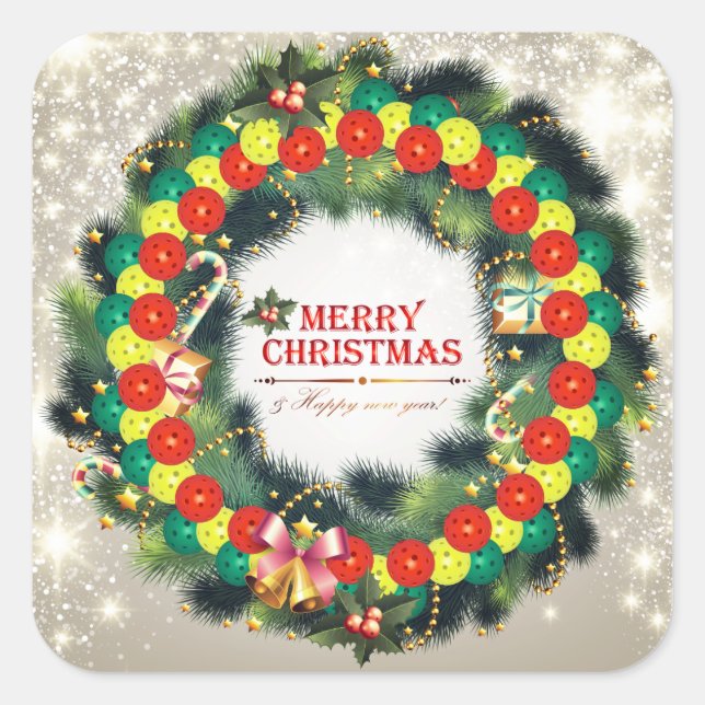 Merry Christmas Pickleball 1 Stickers (Front)