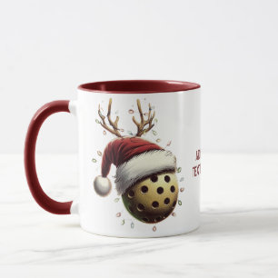 Merry Christmas Pickleball Elf Santa Pickleballer Mug