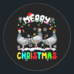 Merry Christmas Pigeon Lover Santa Hat Xmas Lights Classic Round Sticker<br><div class="desc">Merry Christmas Pigeon Lover Santa Hat Xmas Lights Pajama</div>