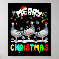 Merry Christmas Pigeon Lover Santa Hat Xmas Lights