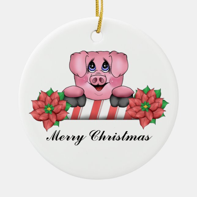 Merry Christmas Piggy Ornament (Front)