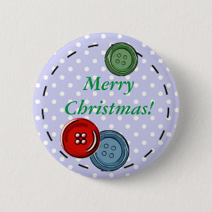 Merry Christmas Pin with Cute Buttons & Stitching