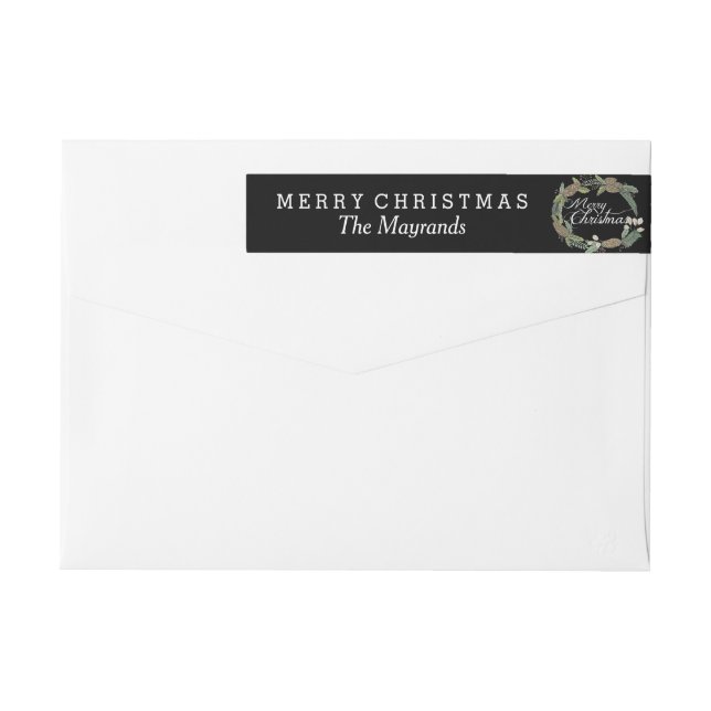 Merry Christmas Pine Cone Wreath Wraparound Label (Back)
