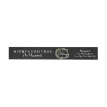 Merry Christmas Pine Cone Wreath Wraparound Label
