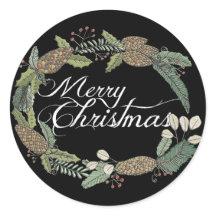 Merry Christmas Pine Cones and Greenery Stickers