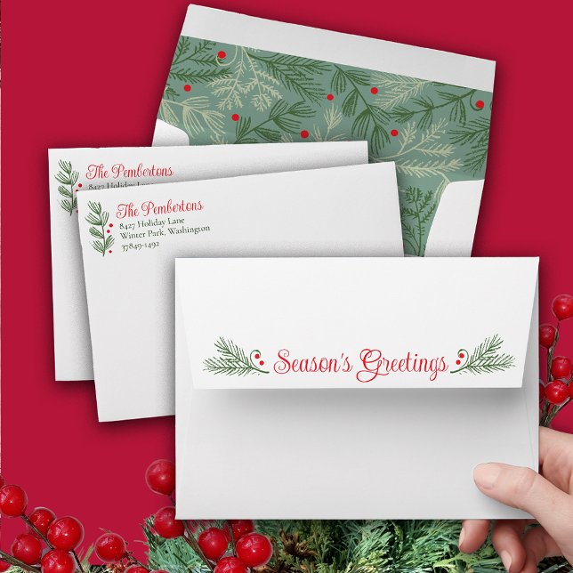 Merry Christmas Pine Foliage Holiday Envelope (Creator Uploaded)