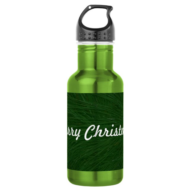Merry Christmas Pine Tree Close Up 532 Ml Water Bottle (Front)