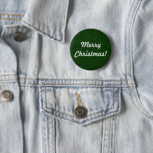 Merry Christmas Pine Tree Close Up Pinback 2 Inch Round Button