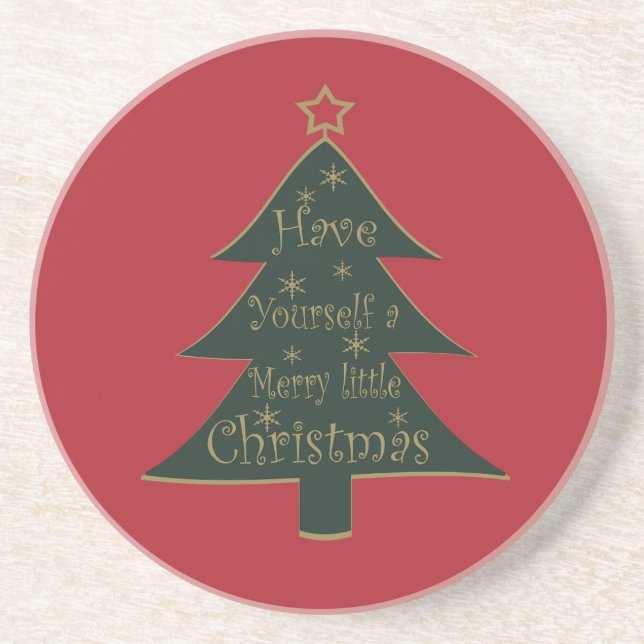 Merry Christmas pine tree decorations Coaster (Front)