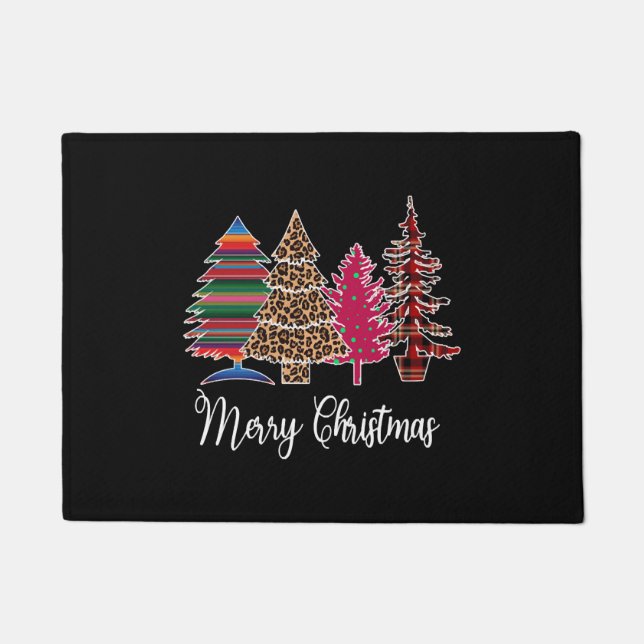 Merry Christmas Pine Tree Doormat (Front)