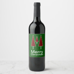 Merry Christmas Pine Trees Abstract Seasonal Wine Label