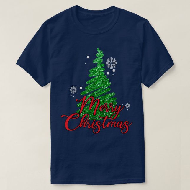 Merry Christmas Pine Trees Christmas Tree Xmas  T-Shirt (Design Front)