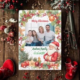 Merry Christmas Pineneedle Photo Holiday Card