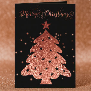 Merry Christmas Pink and Black Glam Holiday Card