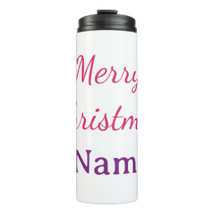 merry christmas pink blue name simple holidays pas thermal tumbler