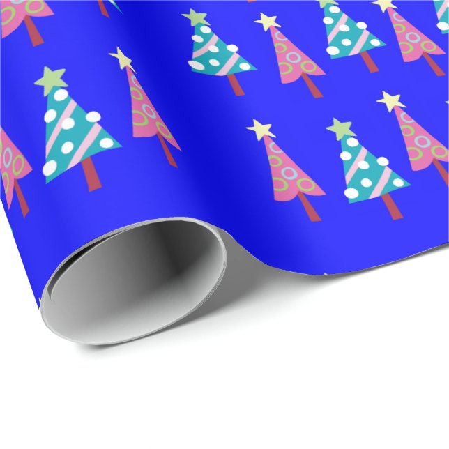 Merry Christmas Pink Blue Wrapping Paper (Roll Corner)