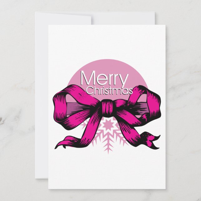 Merry Christmas Pink Bow Invitation (Front)