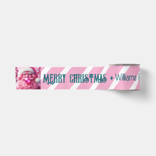 Merry Christmas Pink Bubble Gum   Custom Fam Name Satin Ribbon