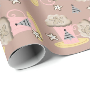 Merry Christmas Pink Cappuccino  Wrapping Paper