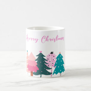 merry christmas pink christmas trees mug