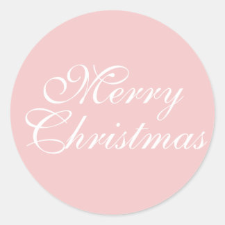 Merry Christmas Pink Classic Round Sticker