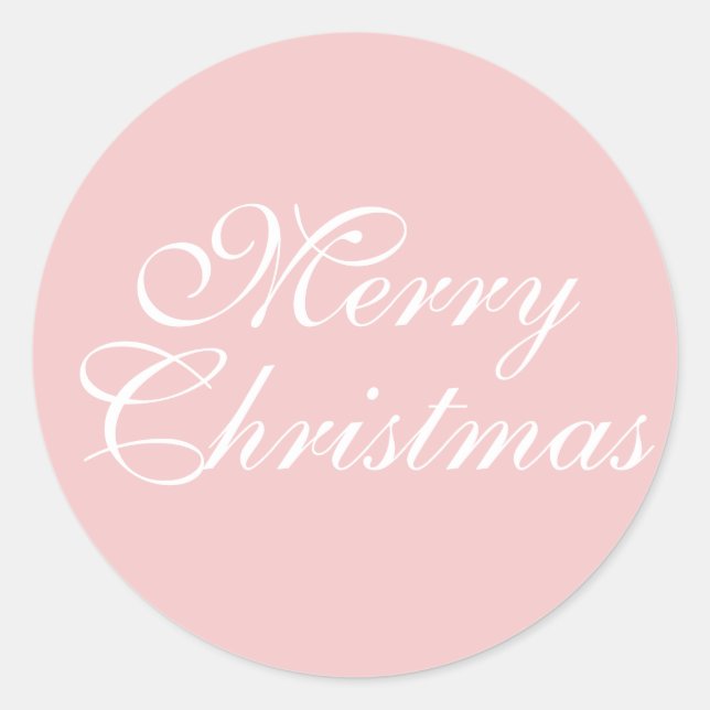 Merry Christmas Pink Classic Round Sticker (Front)