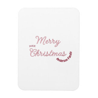 merry christmas pink family name 20xx pastel moder magnet