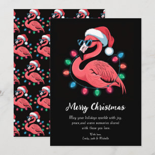 Merry Christmas Pink Flamingo Personalized         Holiday Card