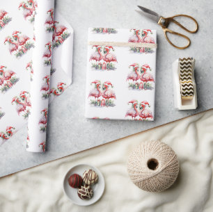 Merry Christmas Pink Flamingos Wrapping Paper