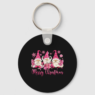 Merry Christmas Pink Gnome Xmas Matching Family Wo Keychain
