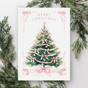 Merry Christmas Pink Green Holiday Card