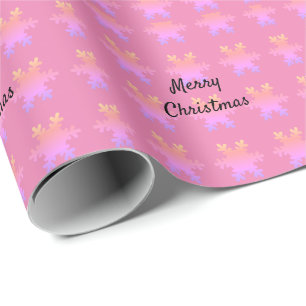 Merry Christmas Pink Rose Gold Snowflake Patterns Wrapping Paper
