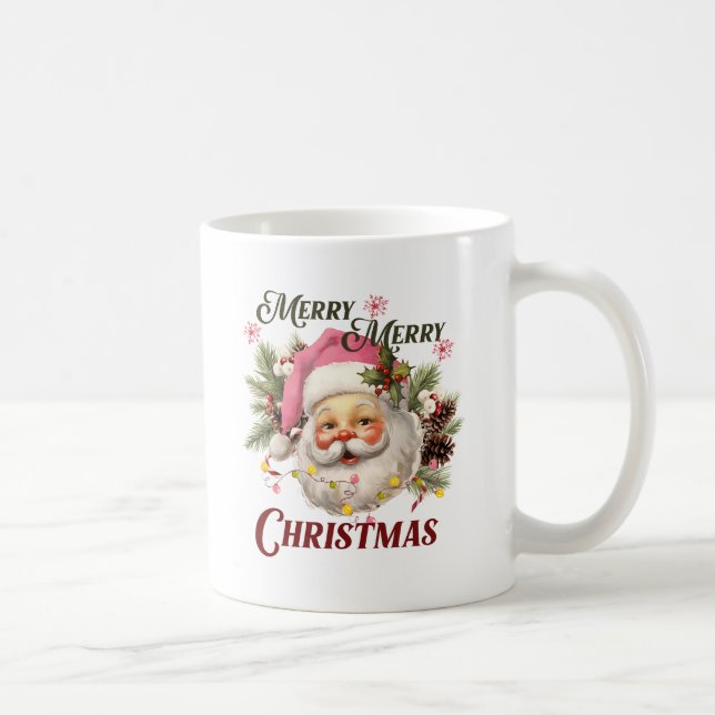 Merry Christmas - Pink Santa Coffee Mug (Right)