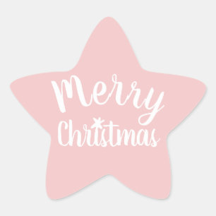 Merry Christmas Pink Star Sticker