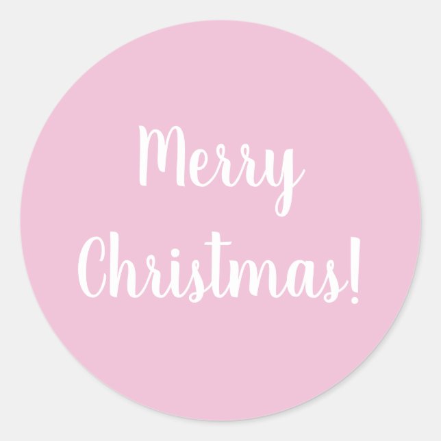 Merry Christmas Pink Typography Classic Round Sticker (Front)