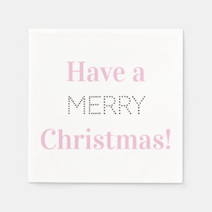 Merry Christmas Pink Typography Party Napkin